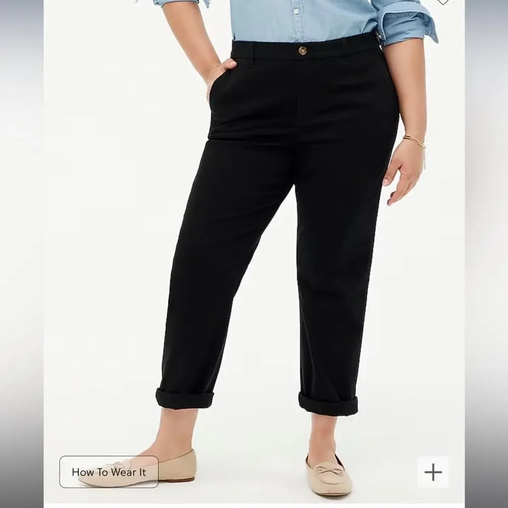 J. Crew Black High-Rise Girlfriend Chino Pant Plus 22